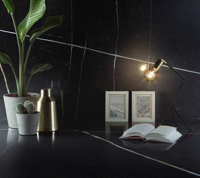 Et Noir Quartz Study Room Countertops and Wall