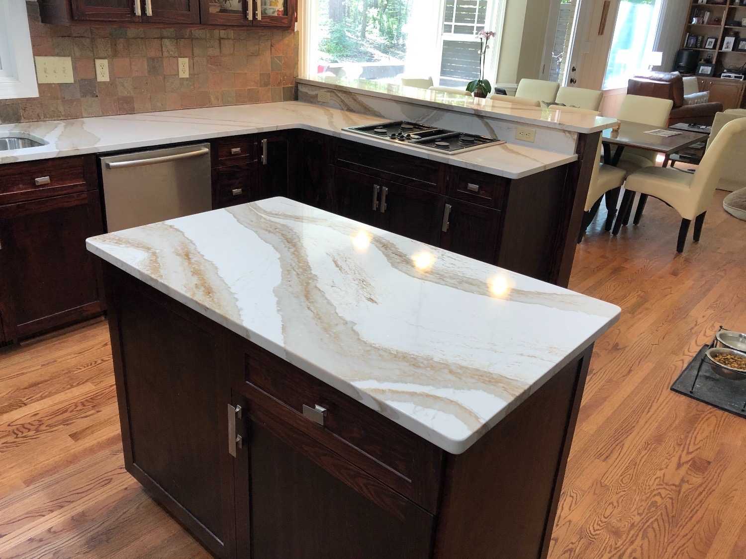 Brittanica Gold Quartz Kitchen Countertops