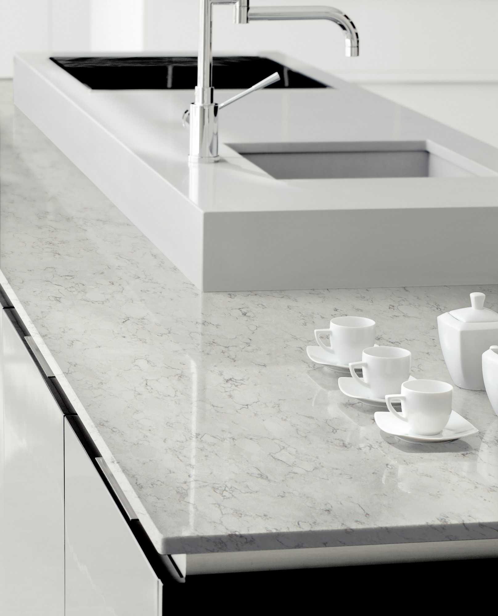Blanco Orion Quartz Kitchen Countertops Detail