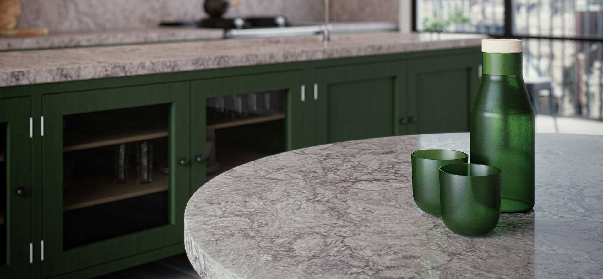 Turbine Grey Quartz Countertop Island