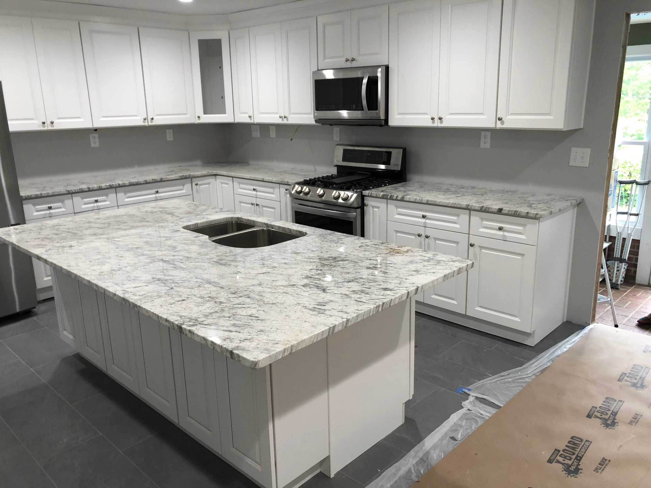 River White Granite Kitchen Countertops and Island