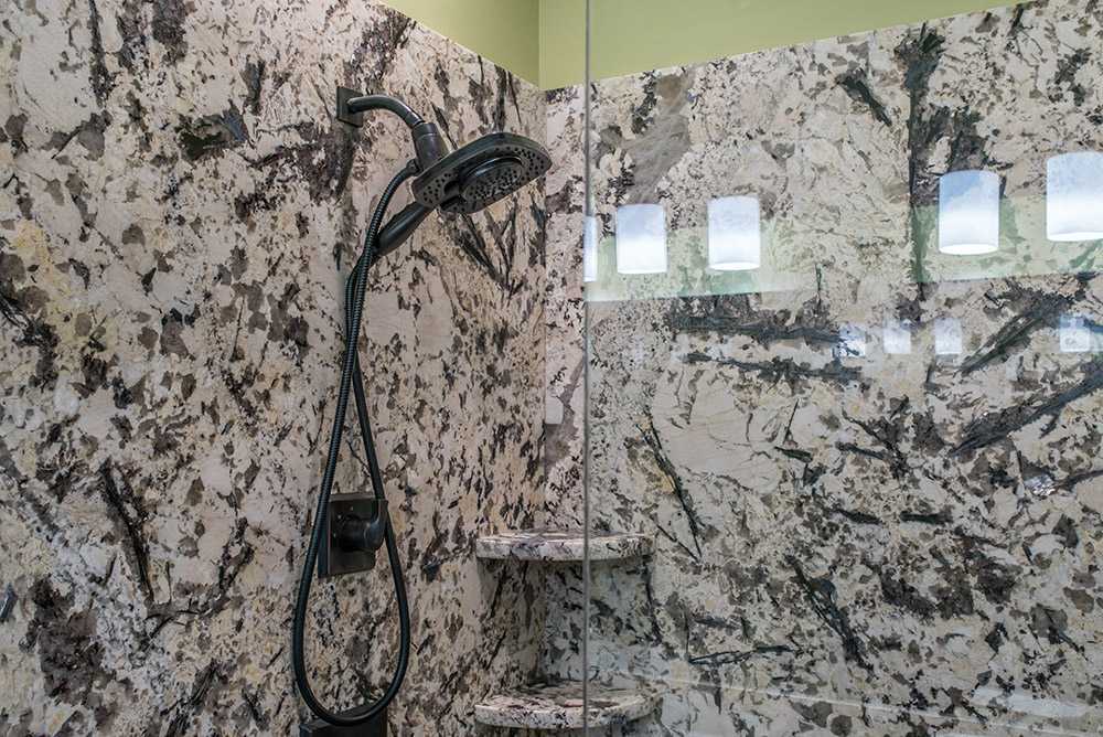 Delicatus White Granite Bathroom Shower