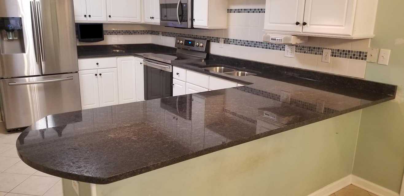 Steel Gray Granite Kitchen Countertops